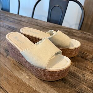 Elegant Cream Wedge Sandals